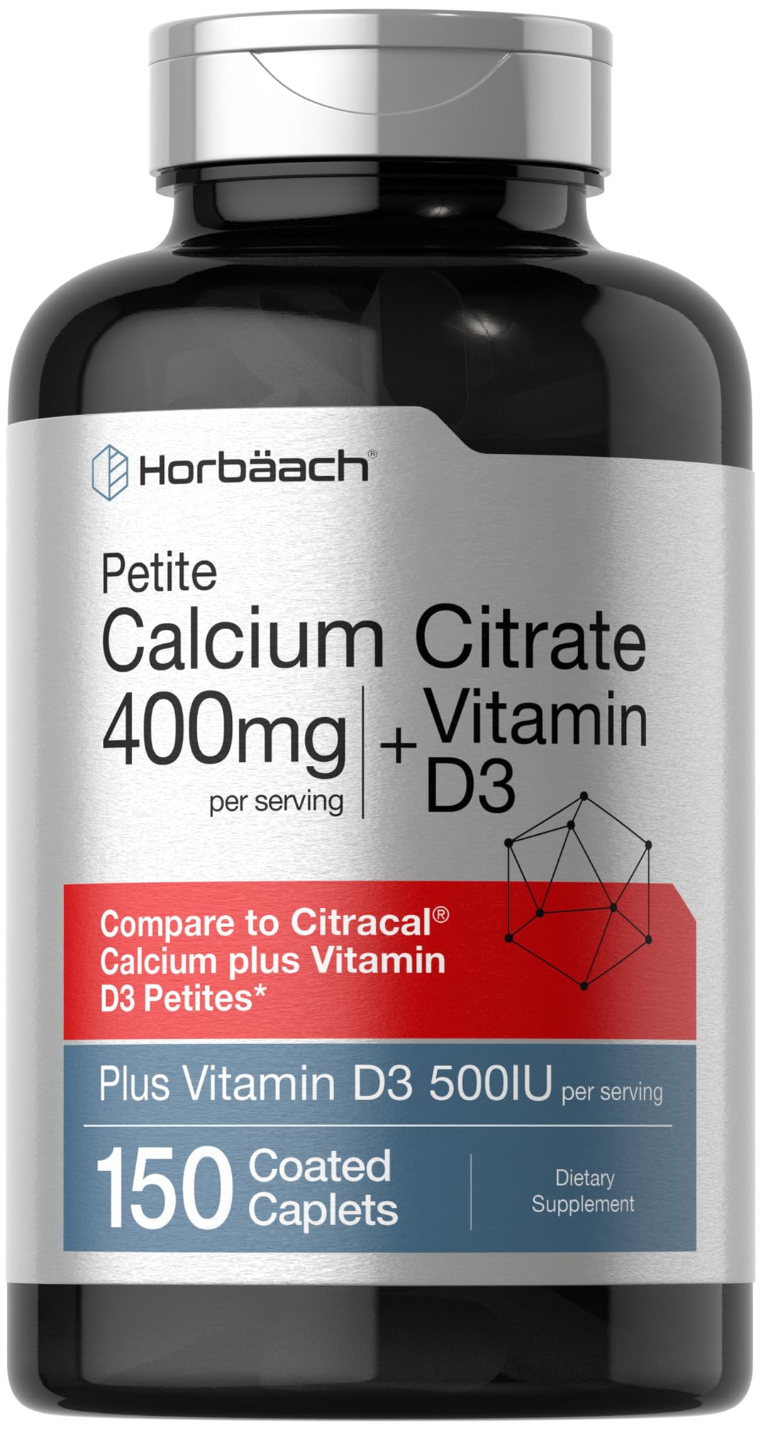 Citrate de Calcium Horbäach 400mg avec Vitamine D3 vue de face
