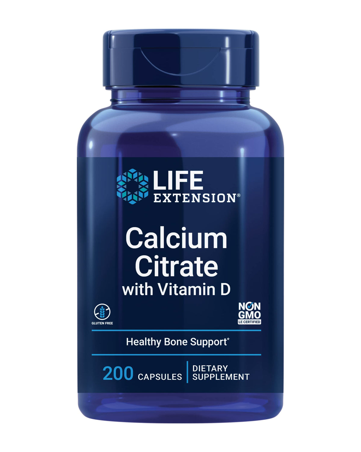 Citrate de Calcium Life Extension, boîte de 200 capsules vue de face