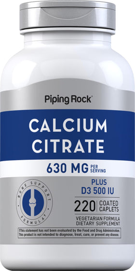 Citrate de Calcium Piping Rock 630 mg boîte avant vue