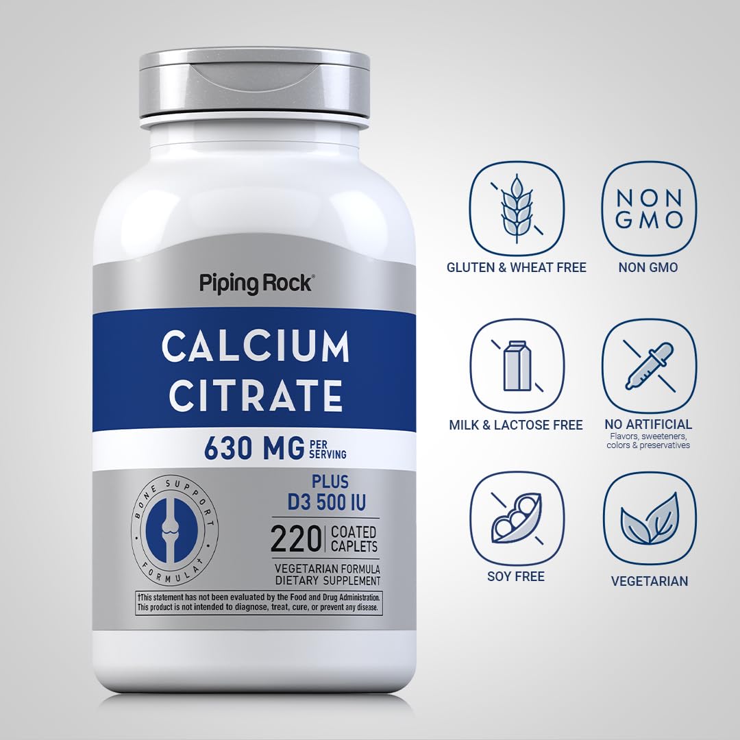 Citrate de Calcium Piping Rock 630 mg informations nutritionnelles
