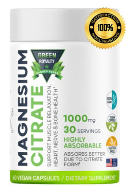 Citrate de Magnésium 1000mg 60 Capsules Végétales de GREEN ROYALTY, vue latérale