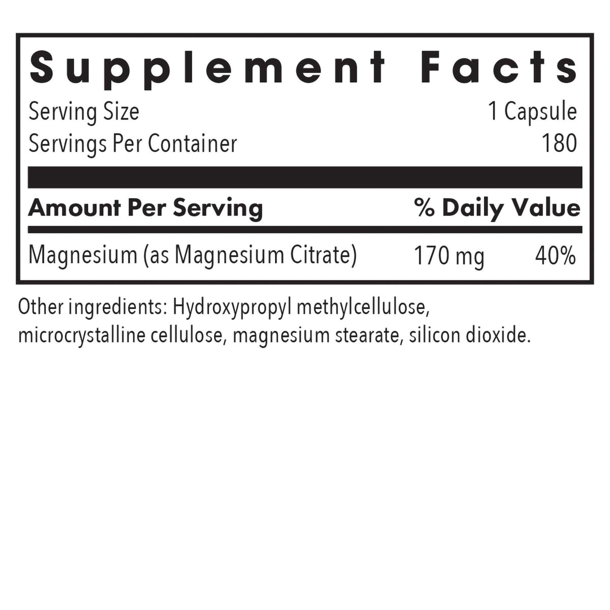 Citrate de Magnésium 170 mg Allergy Research Group, capsules en gros plan
