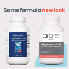 Citrate de Magnésium 170 mg Allergy Research Group, étiquette du produit