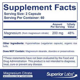 Citrate de magnésium 200mg capsules végétales, vue de côté
