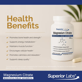 Citrate de magnésium 200mg, dosage de 200mg par capsule