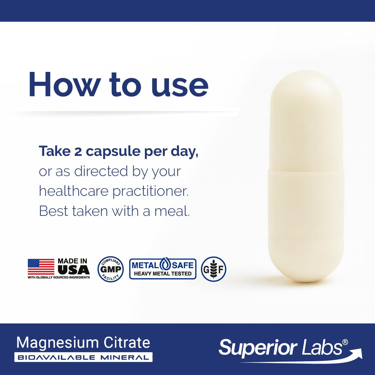 Citrate de magnésium 200mg, flacon ouvert avec capsules visibles