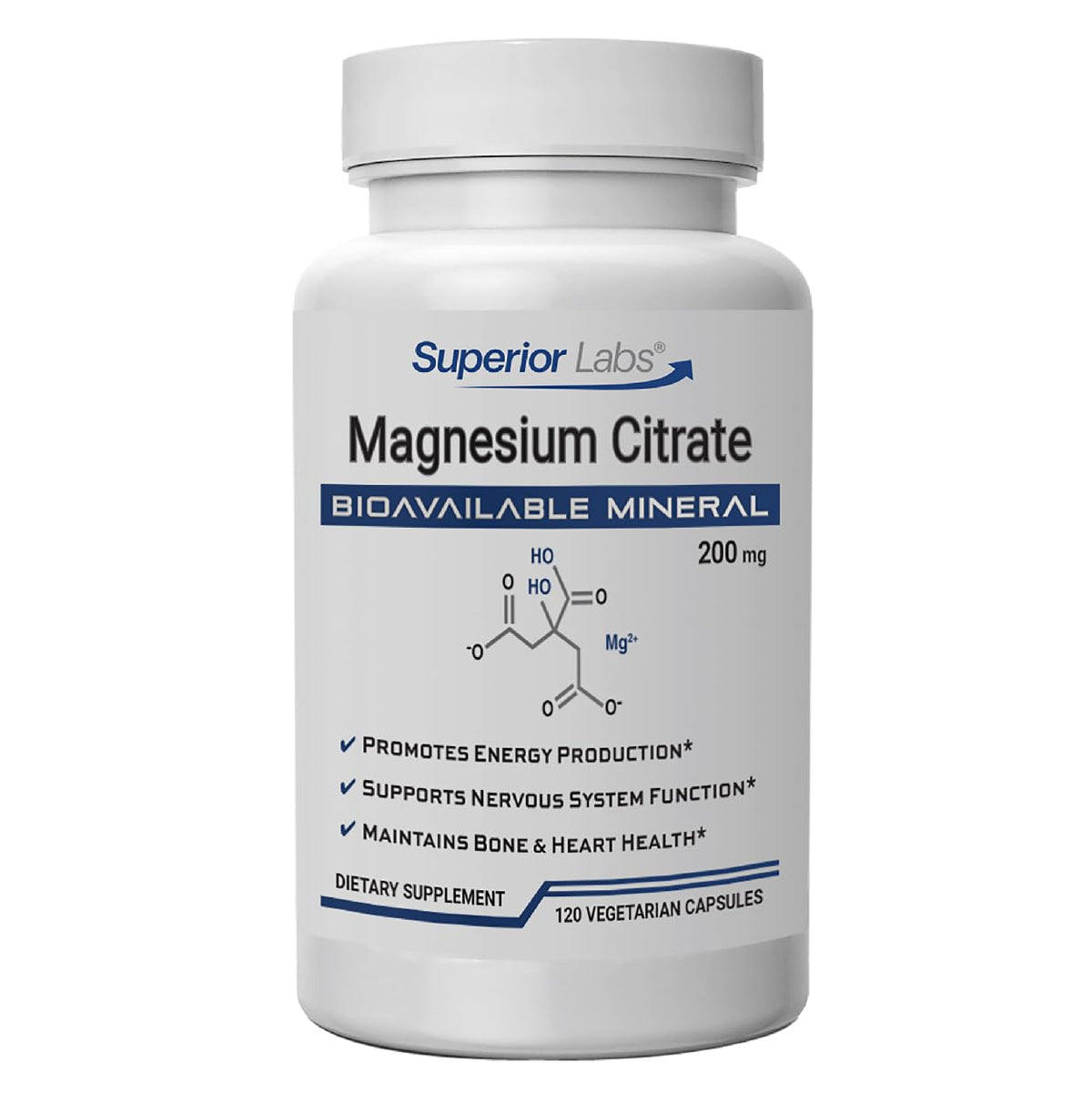 Citrate de magnésium 200mg quality Labs, vue avant du flacon