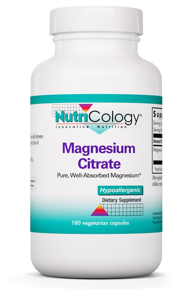Citrate de magnésium Allergy Research Group 180 capsules vue de face