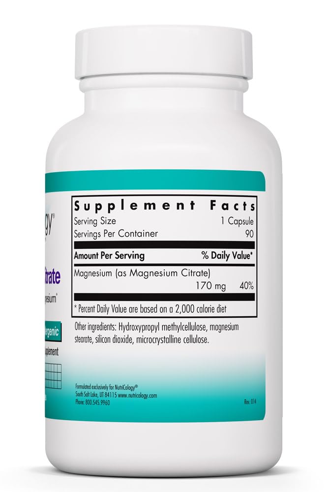 Citrate de Magnésium Allergy Research Group, capsules sur fond blanc