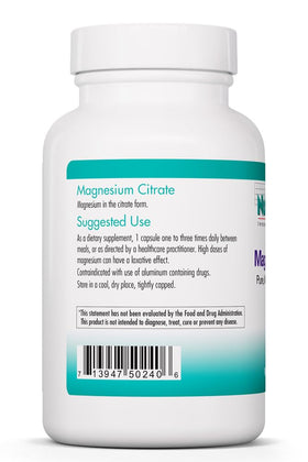 Citrate de Magnésium Allergy Research Group, vue latérale de l'emballage