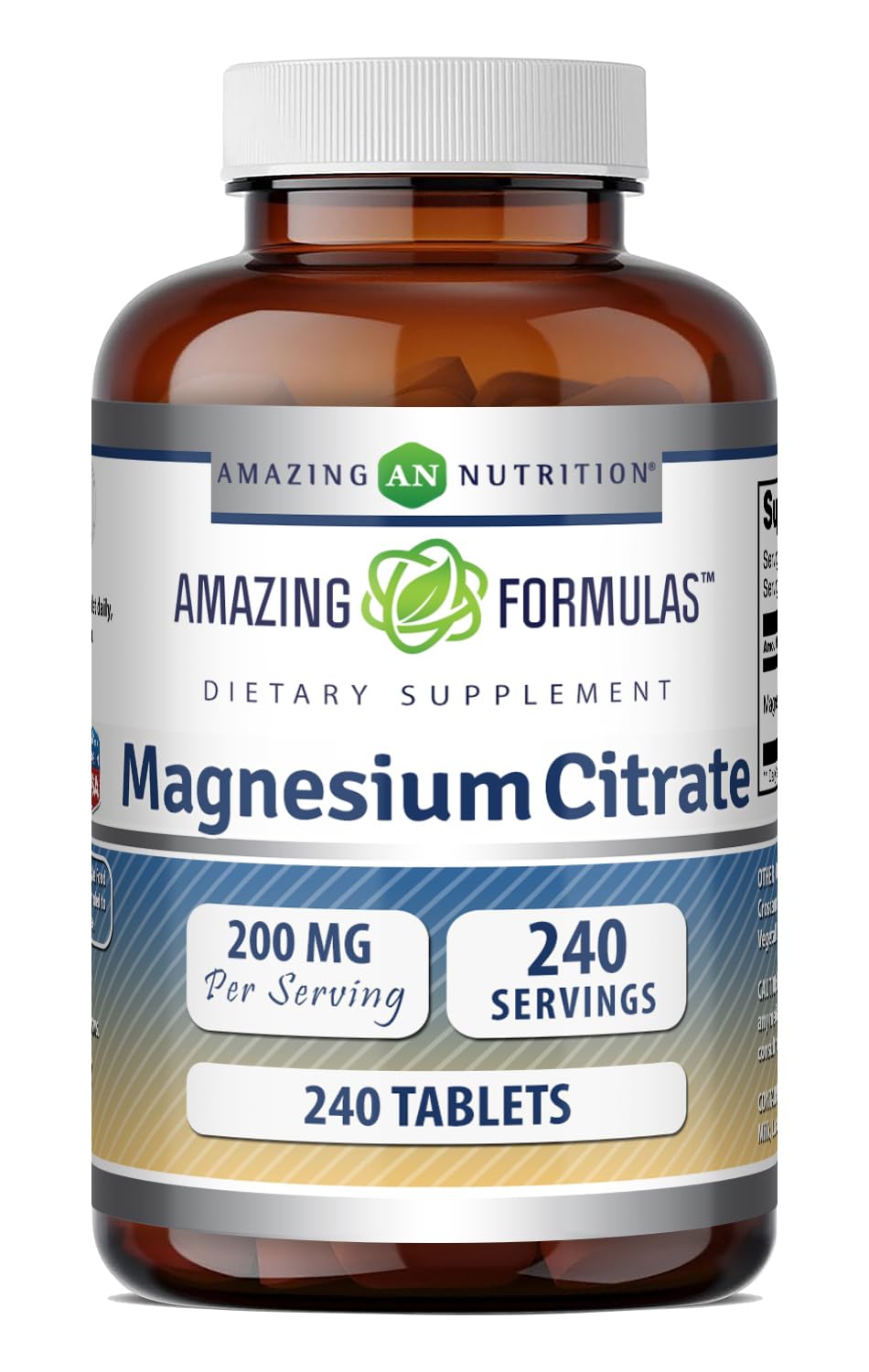 Citrate de magnésium Amazing Nutrition 200 mg comprimés avant