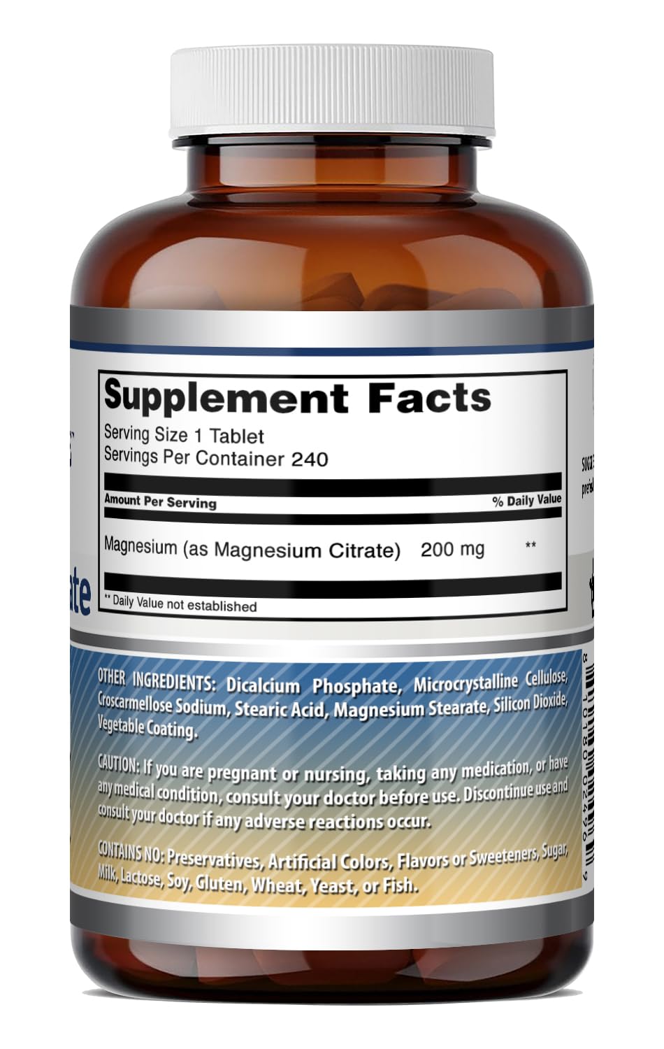 Citrate de magnésium Amazing Nutrition 200 mg comprimés en gros plan