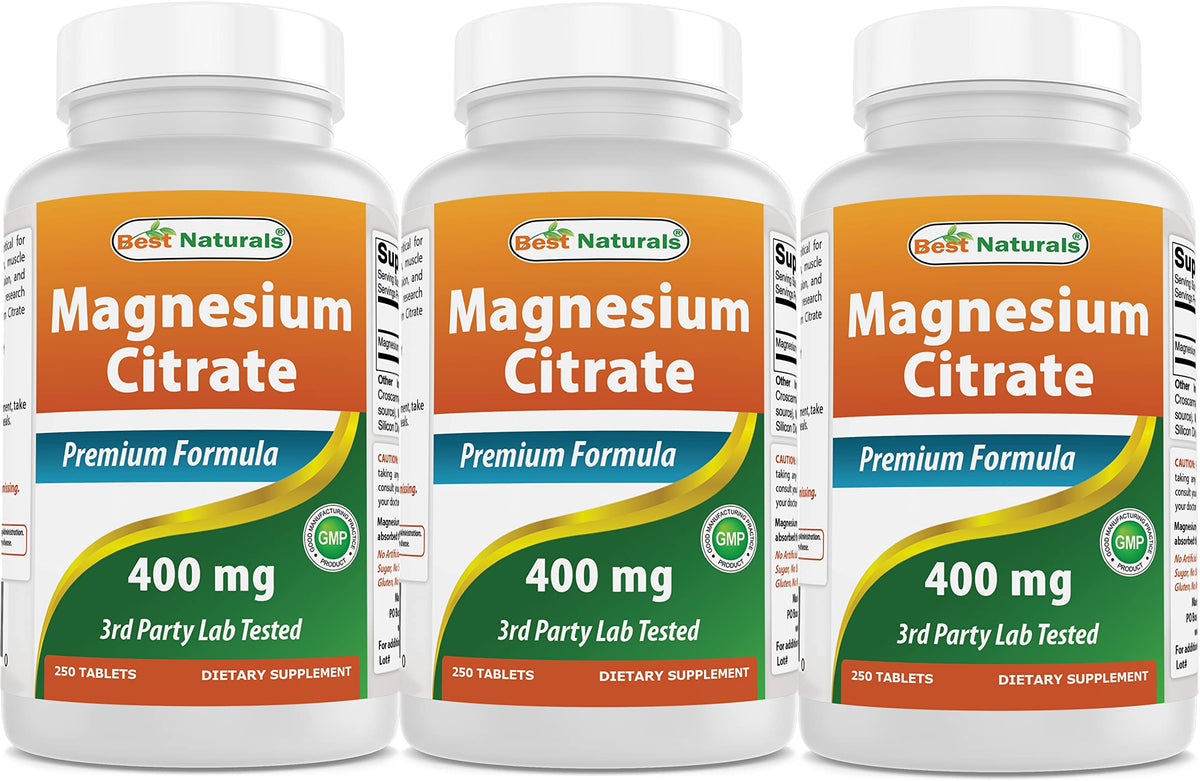Citrate de Magnésium Best Naturals 400mg 250 comprimés vue avant