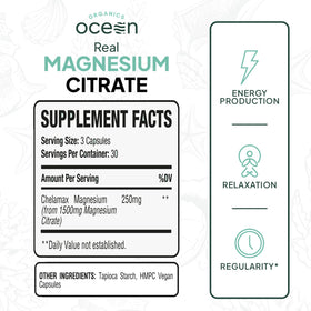 Citrate de magnésium chélaté Organics Ocean, capsules à l'intérieur