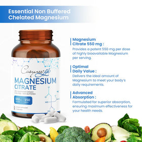 Citrate de magnésium cosynee 550mg sur une table