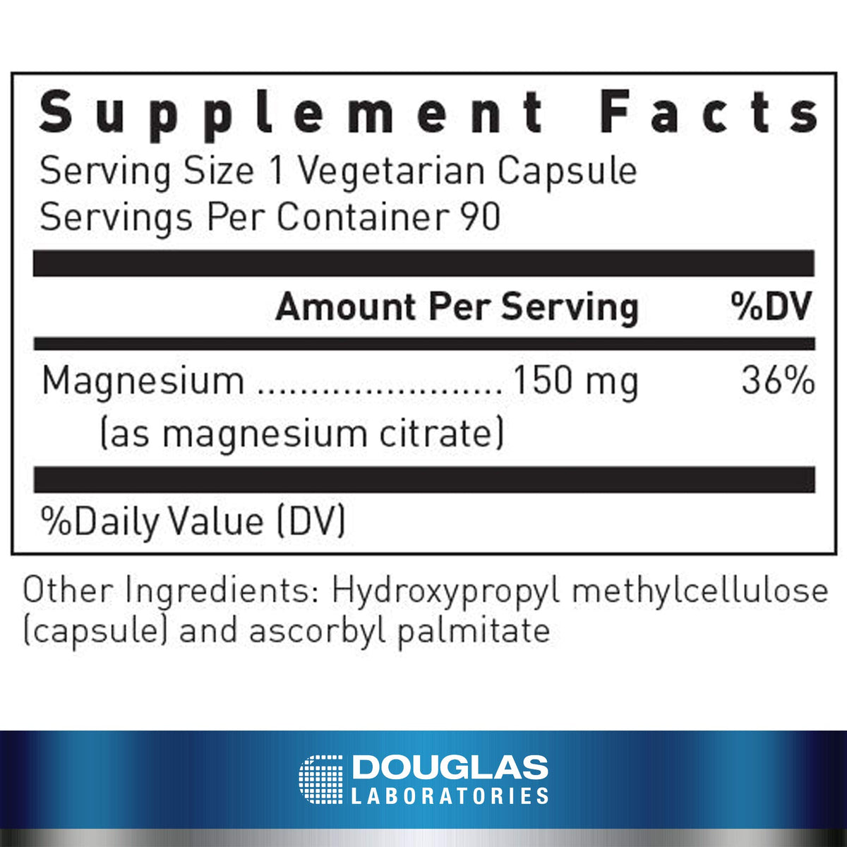 Citrate de Magnésium Douglas Laboratories vue de côté de l'emballage