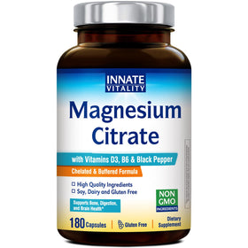 Citrate de magnésium Innate Vitality 420 mg 180 capsules vue de face