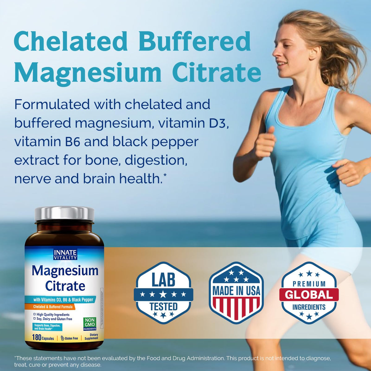 Citrate de magnésium Innate Vitality avec vitamine D3 et B6
