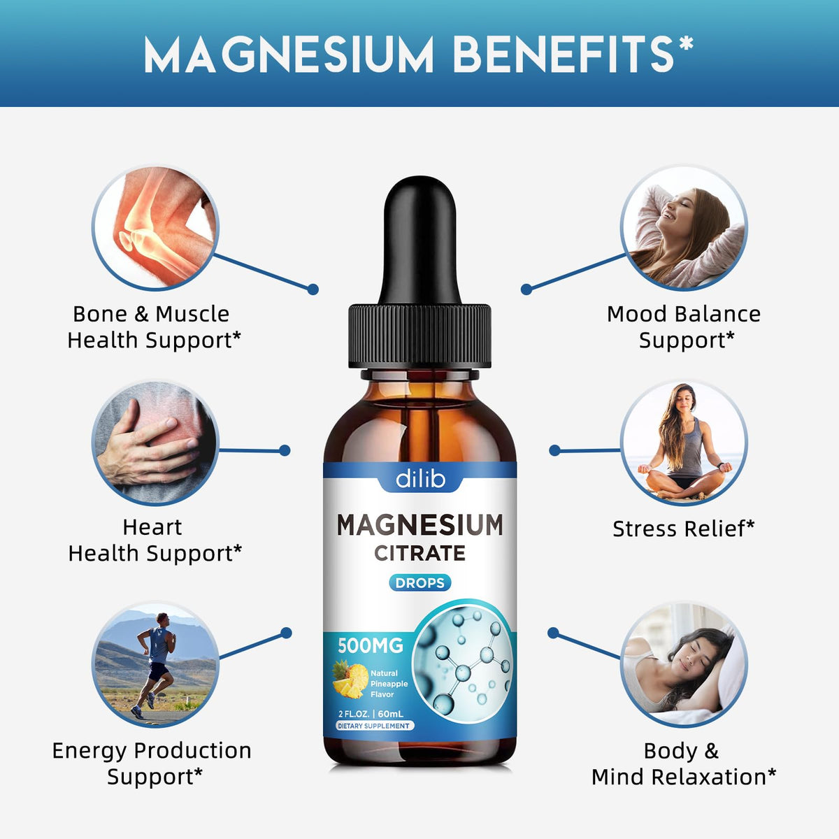 Citrate de magnésium liquide Dilib 500mg vue arrière