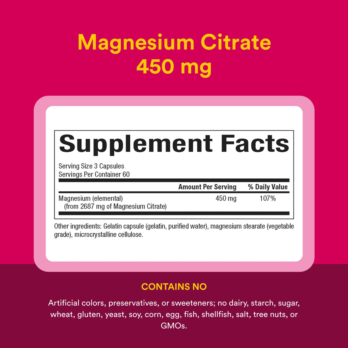 Citrate de Magnésium Natural Factors, flacon avec étiquette visible