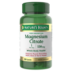 Citrate de magnésium Nature's Bounty 150 mg, 90 capsules végétariennes, vue avant