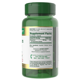 Citrate de magnésium Nature's Bounty, vue arrière de l'emballage