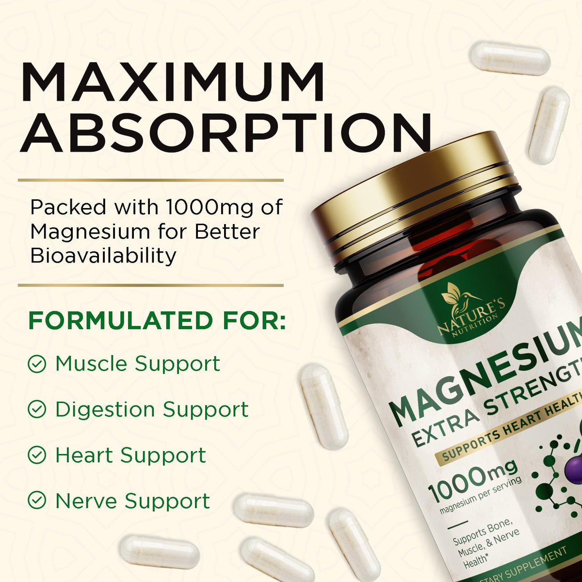 Citrate de magnésium Nature's Nutrition avec un verre d'eau