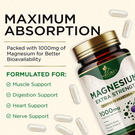 Citrate de magnésium Nature's Nutrition avec un verre d'eau