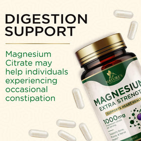 Citrate de magnésium Nature's Nutrition, capsules ouvertes