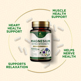 Citrate de magnésium Nature's Nutrition sur une table en bois