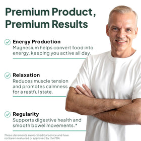 Citrate de magnésium Organics Ocean 250 mg, capsules sur une surface blanche
