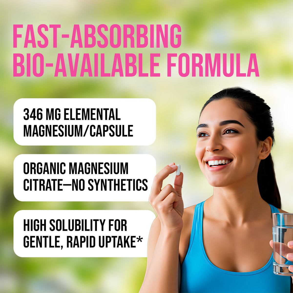 Citrate de Magnésium Perfect Supplements, gélules végétales sur une table