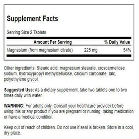 Citrate de magnésium Swanson 112,5 mg arrière de l'emballage