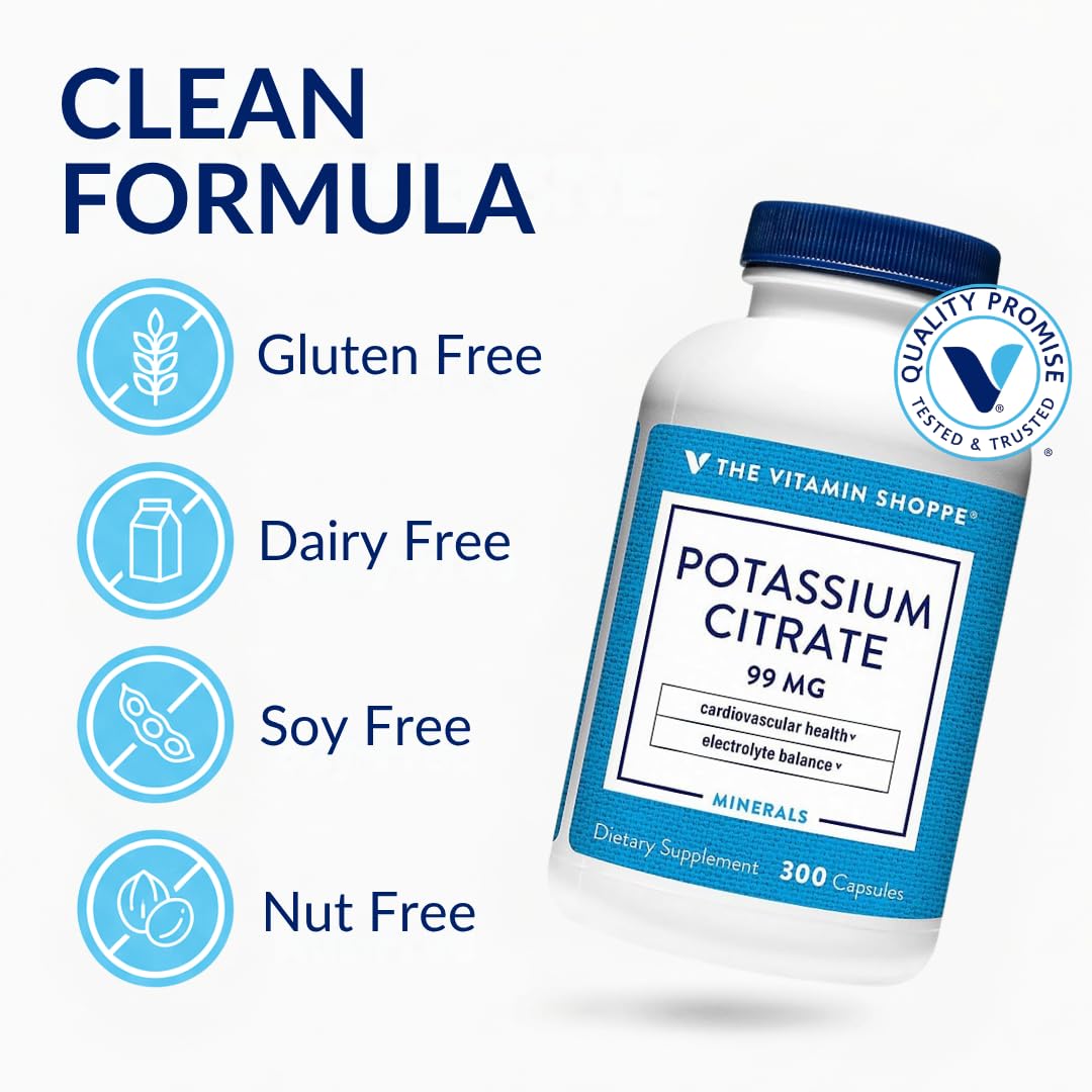 Citrate de potassium 99 mg 300 capsules sur une table