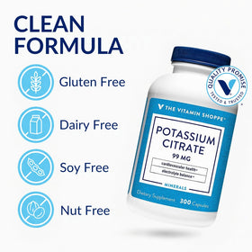 Citrate de potassium 99 mg 300 capsules sur une table