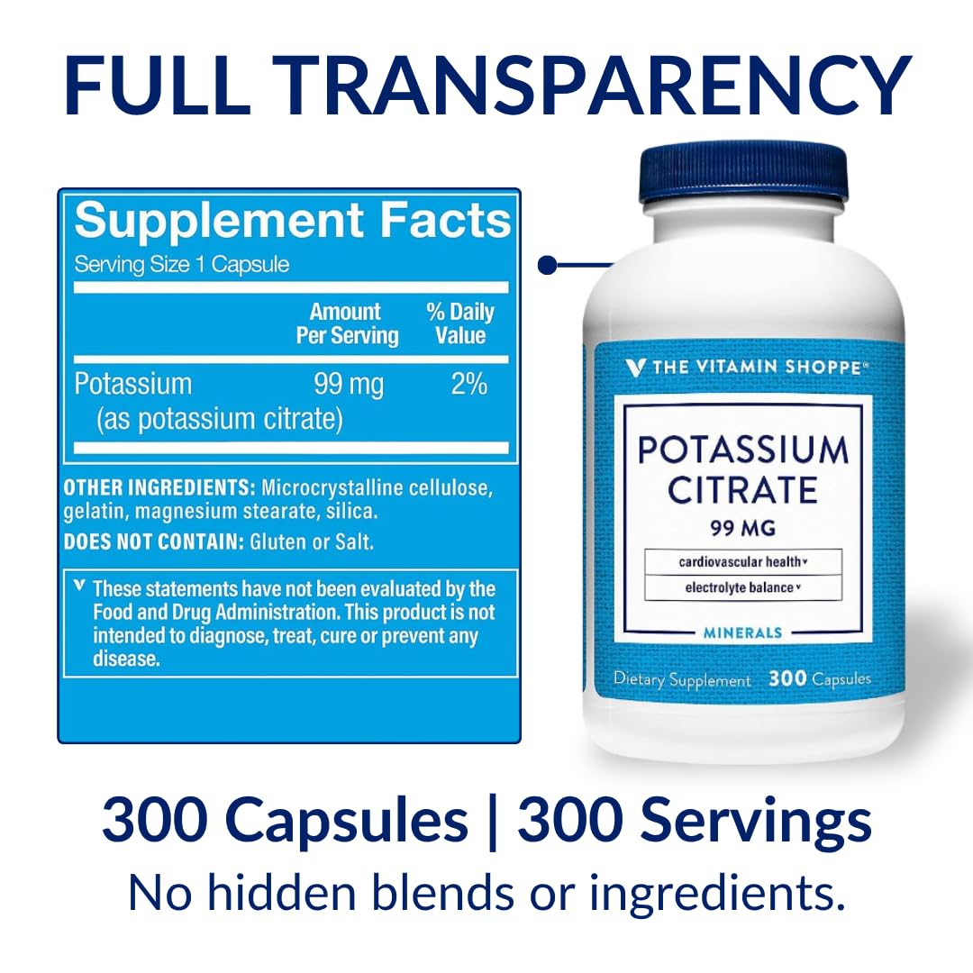 Citrate de potassium 99 mg à côté d'un verre d'eau