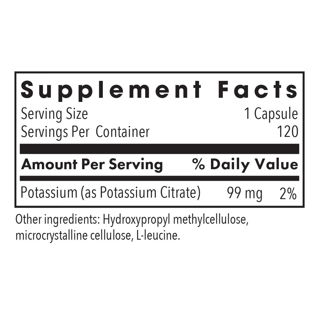 Citrate de potassium 99 mg Allergy Research Group - étiquette du flacon