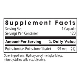 Citrate de potassium 99 mg Allergy Research Group - étiquette du flacon