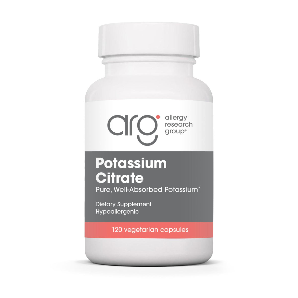 Citrate de potassium 99 mg Allergy Research Group - vue avant du flacon