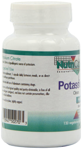 Citrate de Potassium 99 mg Capsules 120 unités sur une table