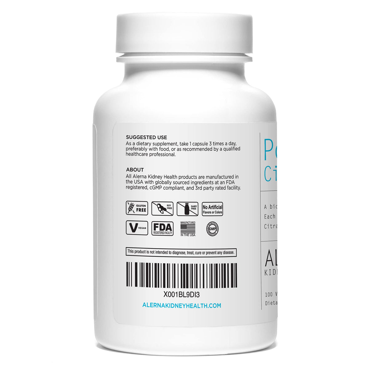 Citrate de potassium Alerna 99 mg, capsules végétariennes dans le flacon