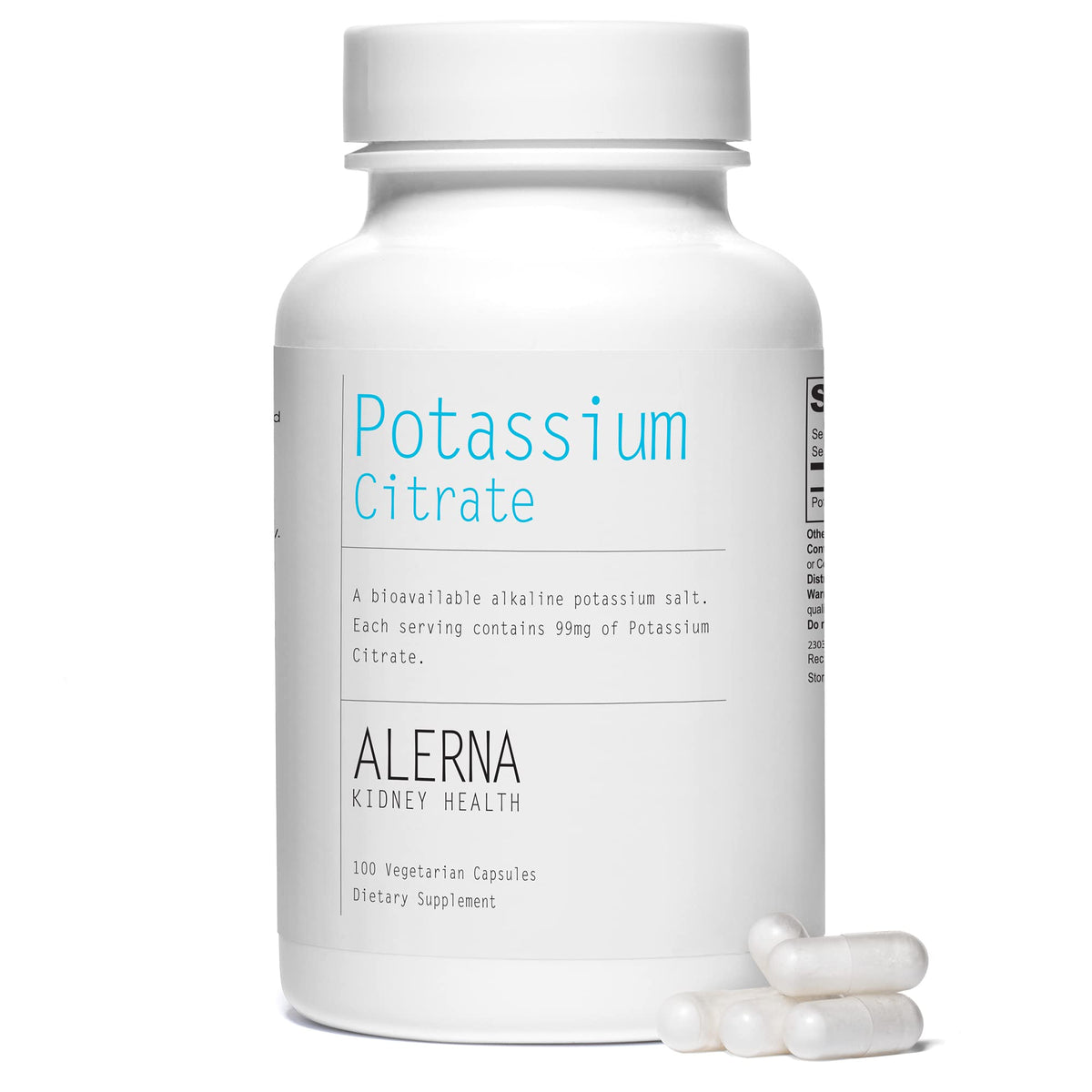Citrate de potassium Alerna 99 mg, vue arrière de l'emballage