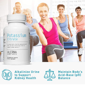Citrate de potassium Alerna, capsules sur une surface blanche