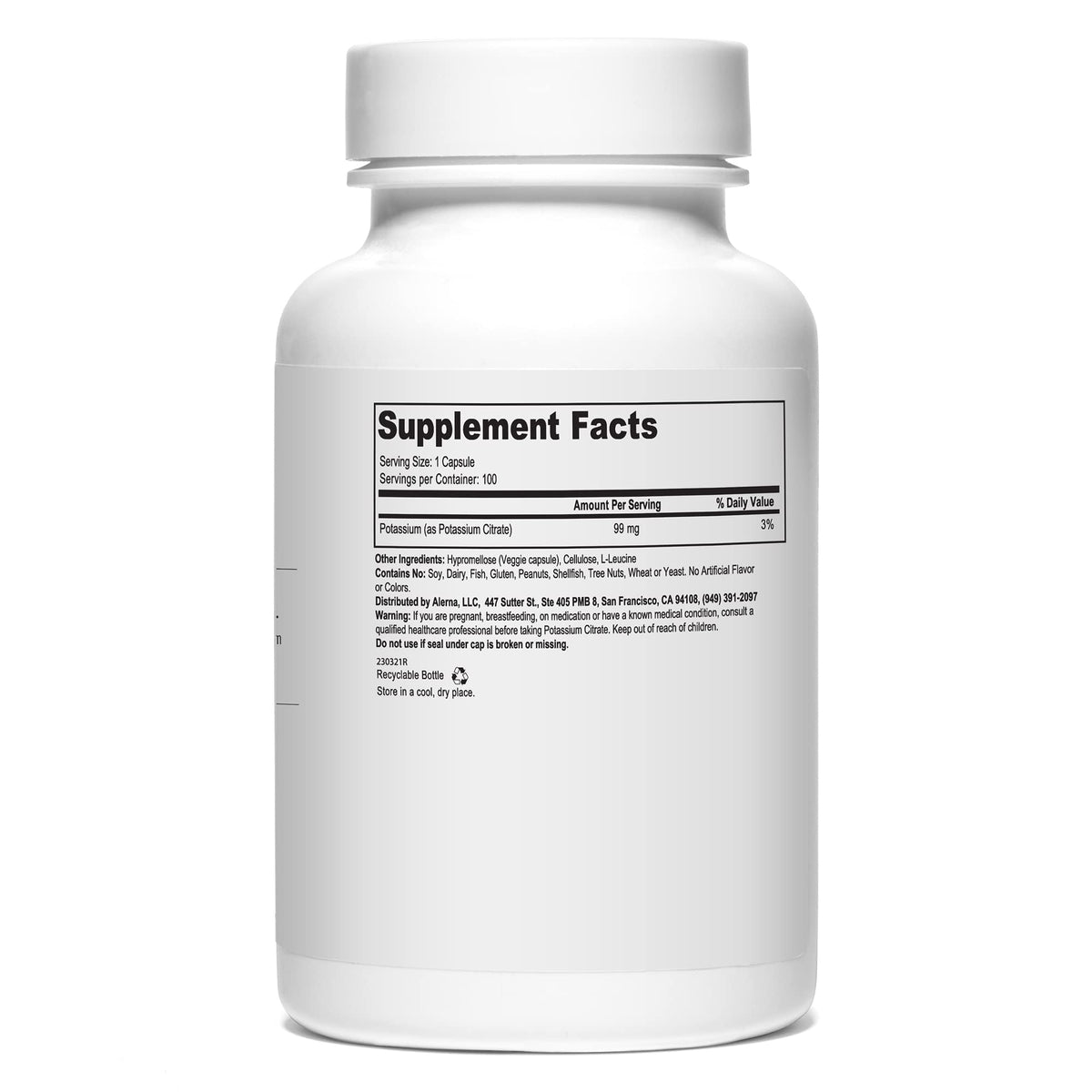 Citrate de potassium Alerna, flacon avec étiquette