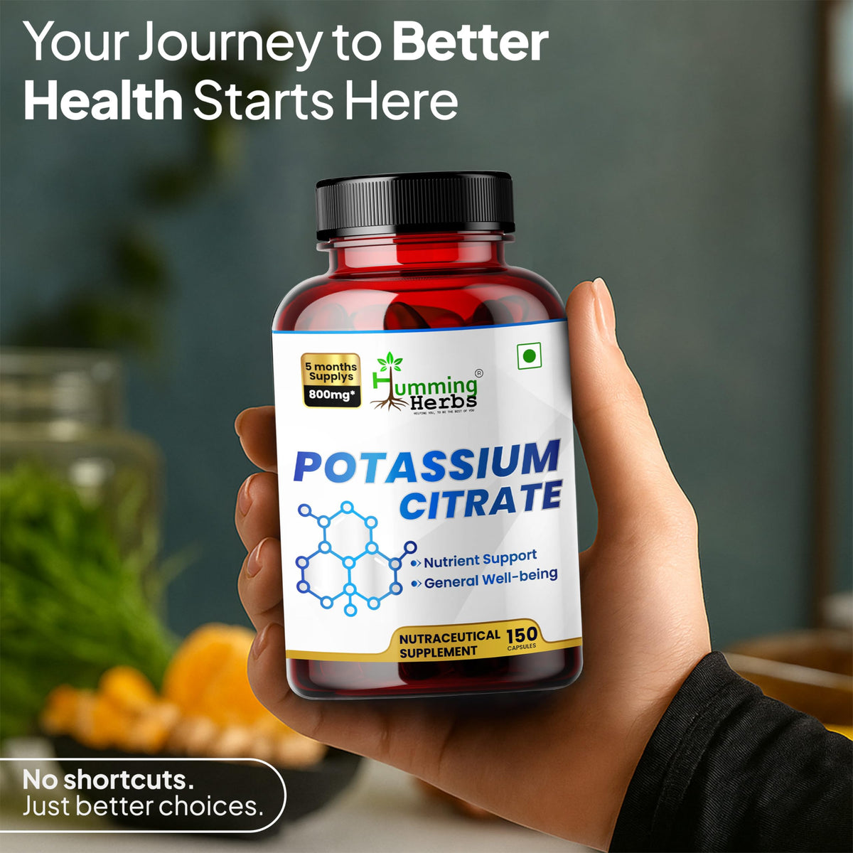 Citrate de potassium Humming Herbs avec dosage clair