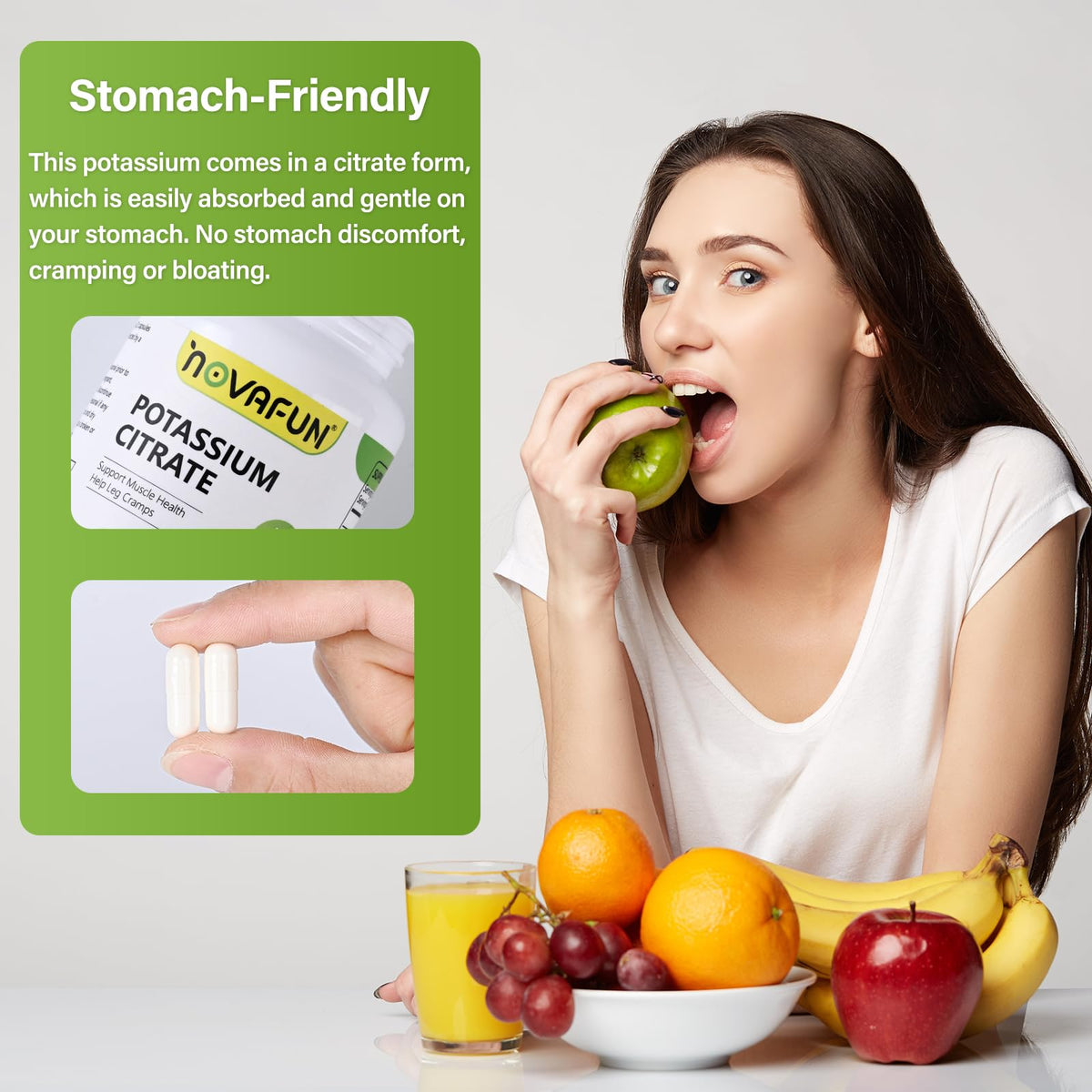 Citrate de potassium Novafun 1000mg avec étiquette visible