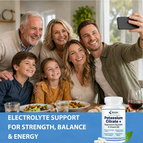 Citrate de Potassium NUTRINIC WELLNESS avec ingrédients en arrière-plan
