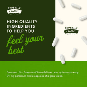 Citrate de Potassium Swanson capsules en gros plan