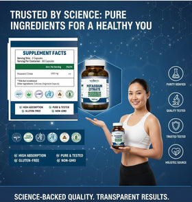 Citrate de Potassium Wellotrix 1600 mg 120 Capsules Végétales vue arrière