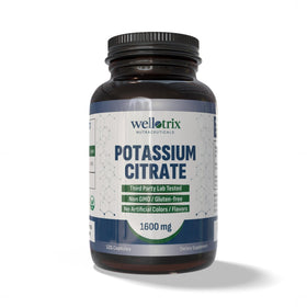 Citrate de Potassium Wellotrix 1600 mg 120 Capsules Végétales vue de face